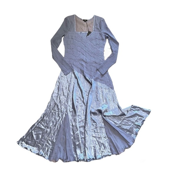 NWT Komarov Charmeuse Chiffon Long Sleeve Midi Dress Persian Violet Small - Picture 3 of 16